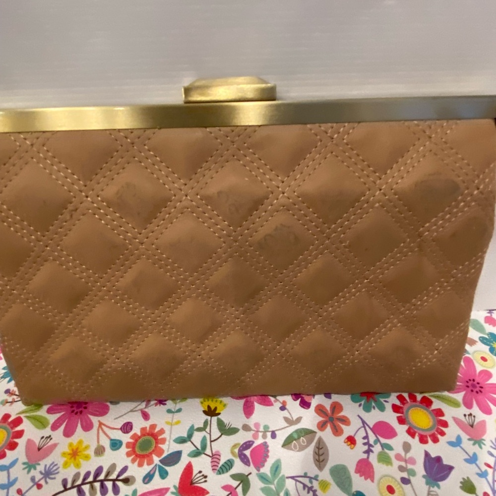 Rachel Roy elegant Quilted Tan Clutch